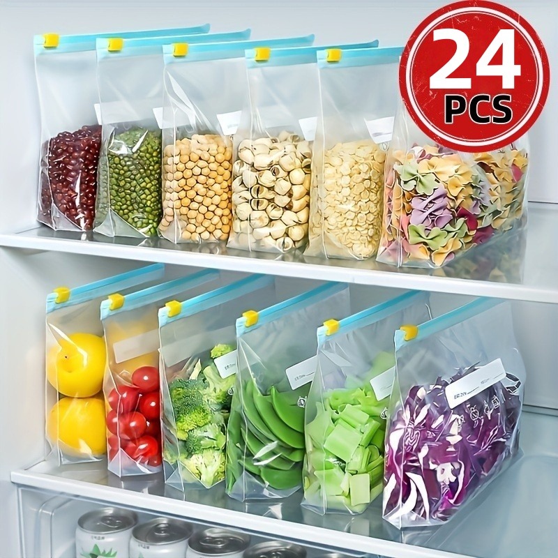 Reusable Zip Bag - 24Pcs Kantong Penyimpanan Makanan Ziplock yang