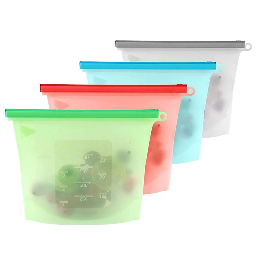 Reusable Zip Bag - 1000Ml Tas Penyimpanan Silikon Food Grade