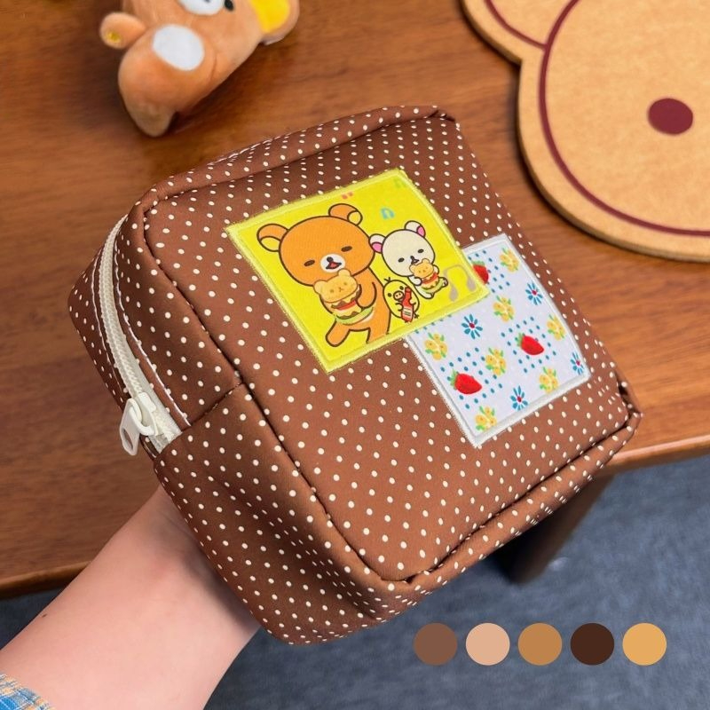 Travel Accessories Cute - Tas Makeup Pola Titik Rilakkuma Tas