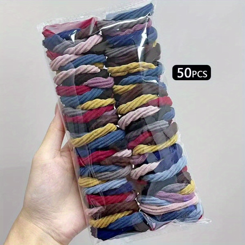 50 PCS Ikat Rambut Satin Nilon - Travel Accessories Girls ulasan dan harga